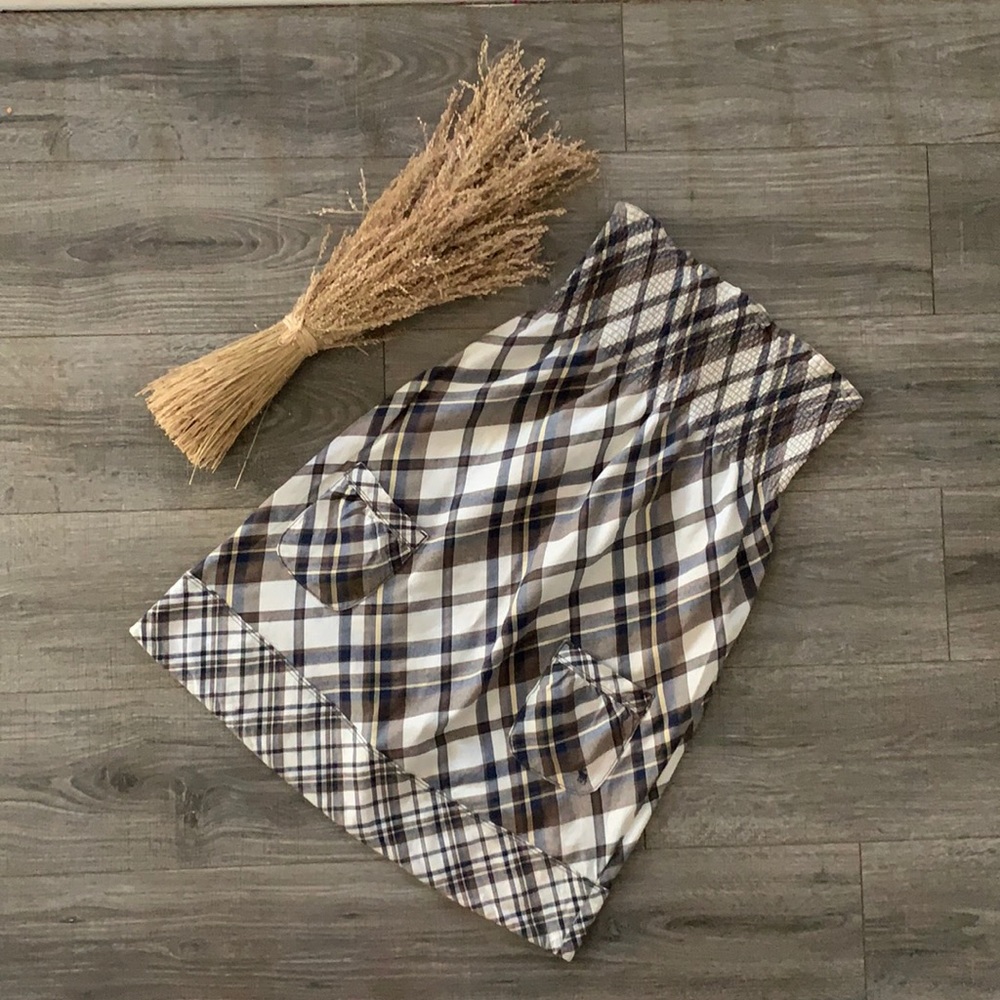Abercrombie & Fitch Brown/Navy Plaid Strapless Dress Size L